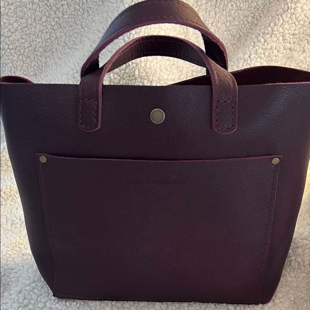 Portland Leather Mini Crossbody Tote in Plum